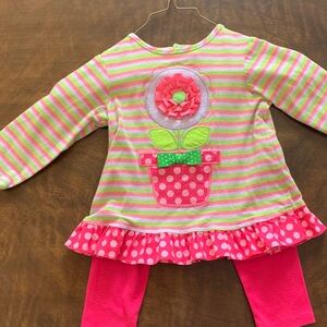 Striped Floral Toddler Set Long Sleeve Shirt and Pants